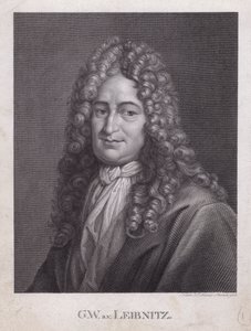 Gottfried Wilhelm Leibniz, tysk filosof, matematiker och polymat (gravyr) av European School