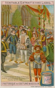 Gäster som väntar utanför katedralen i Bologna vid kröningen av kejsar Karl V 1536 av European School