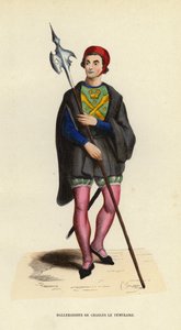 Charles Le Temeraires Halberdier (färgad gravyr) av European School