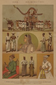 Indien, 1600- och 1700-talen (färg litho) av European School