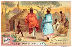 Ursprungsby i Transvaal (chromolitho) av European School
