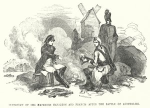 Intervju med kejsarna Napoleon och Franciskus efter slaget vid Austerlitz (gravyr) av European School