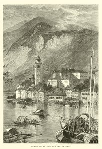 Ön St Giulio, sjön Orta (gravyr) av European School
