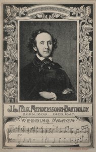 J L Felix Mendelssohn-Bartholdy, Porträtt (litografi) av European School