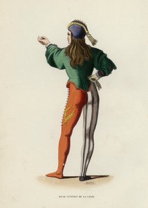 Ung venetian från La Calza (färgad gravyr) av European School