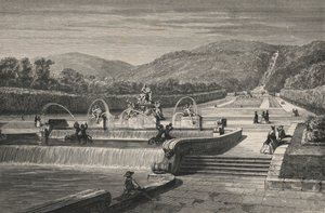 Vattenstycket och vattenfallet, i Caserta (gravyr) av European School