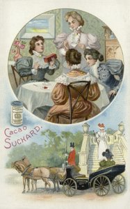 Damer som njuter av Suchard-kakao av European School
