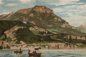 Vierwaldstättersjön: Frohnalp (färg litho) av European School