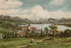 Lucernesjön: Lucerne (färglitografi) av European School