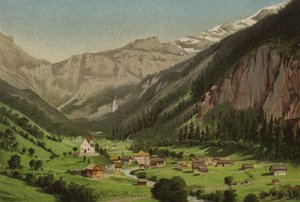 Luzernsjön: Unterschachen (färglitografi) av European School