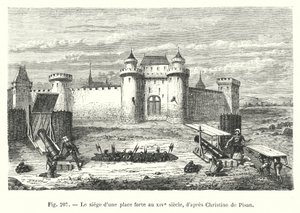 Belägringen av ett fäste på 1300-talet, efter Christine de Pisan (gravyr) av European School