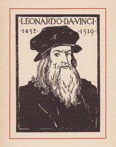Leonardo da Vinci, italiensk renässansmänniska (litografi) av European School