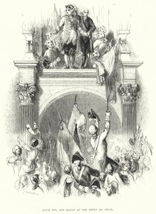Louis XVI och Bailly på Hotel de Ville (gravyr) av European School