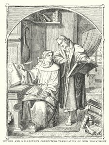 Luther och Melancthon korrigerar översättningen av Nya testamentet av European School