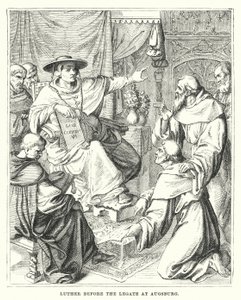 Luther inför legaten i Augsburg (gravyr) av European School