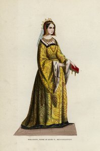 Marguerite, fru till Henrik VI, kung av England (färgad gravyr) av European School