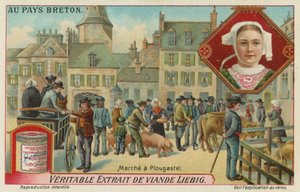 Marknad i Plougastel (chromolitho) av European School