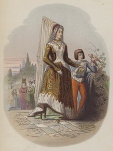 Maria av Bourgogne, första fru till den framtida helige romerske kejsaren Maximilian I (färgad gravyr) av European School