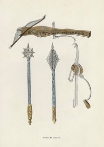 Klubbor och armborst (färgad gravyr) av European School