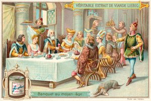 Medeltida bankett (chromolitho) av European School