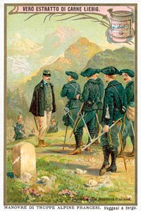 Möte vid den italienska gränsen (chromolitho) av European School