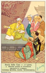 Mencius predikar revolution (chromolitho) av European School
