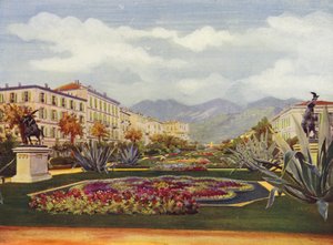 Menton, Le Jardin Public (färglitografi) av European School
