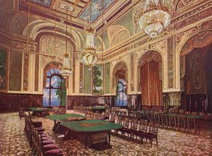 Monte-Carlo, La Nouvelle Salle (färglitografi) av European School