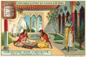 Morisk uteplats i Sevilla (chromolitho) av European School