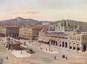 Nice, Place Massena (färglitografi) av European School