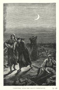 Nattetid, efter katastrofen i Caracas (gravyr) av European School