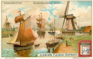 Noordhollandsch Kanaal, Nederländerna (kromolitografi) av European School