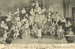 Orkester med spädbarn (litografi) av European School