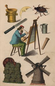 Sida från den magiska boken (färg litho) av European School