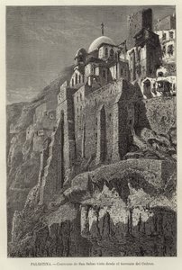 Palestina, San Sabas kloster sett från Torrent del Cedron av European School