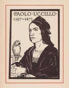 Paolo Uccello, italiensk medeltida konstnär och matematiker (litografi) av European School