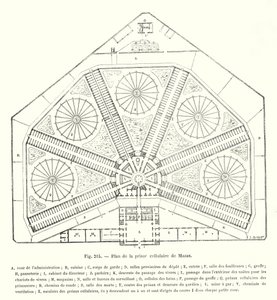 Karta över Mazas cellfängelse (gravyr) av European School