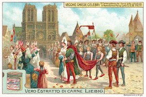 Procession som lämnar Notre Dame de Paris under Charles VII av Frankrikes regeringstid av European School