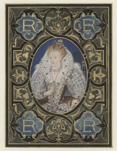 Drottning Elizabeth (färg litho) av European School