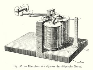 Mottagare av morse-telegrafsignaler (gravyr) av European School