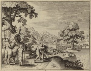 Försoning mellan Jakob och Esau (gravyr) av European School