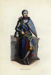 Roger De Trumpington (färgad gravyr) av European School
