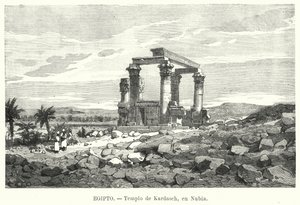 Romersk kiosk i Qertassi, Nubia (litho) av European School