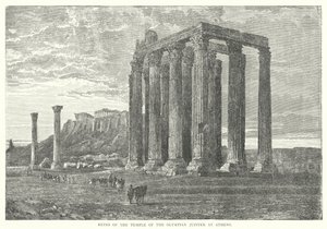 Ruinerna av den olympiska Jupiters tempel i Aten (gravyr) av European School