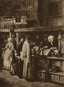Scen i en bokhandel (litho) av European School