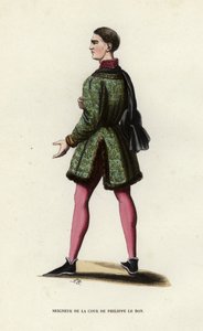 Lord Of The Court of Philippe Le Bon (färgad gravyr) av European School