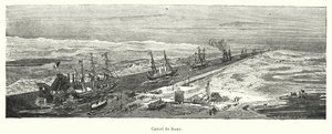 Fartyg som passerar genom Suezkanalen, Egypten (litho) av European School