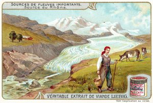 Källan till Rhone (chromolitho) av European School