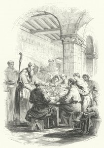 St Eligius serverar mat till de fattiga (gravyr) av European School