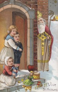 St Nicholas Day-kort (chromolitho) av European School
